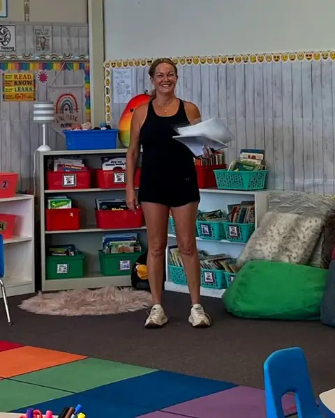Tammy Wenguer smiling in her elementary classroom